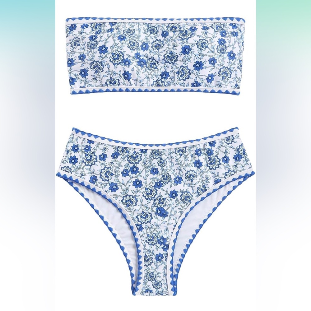 WDIRARA Women's Floral Print Strapless Lace Up